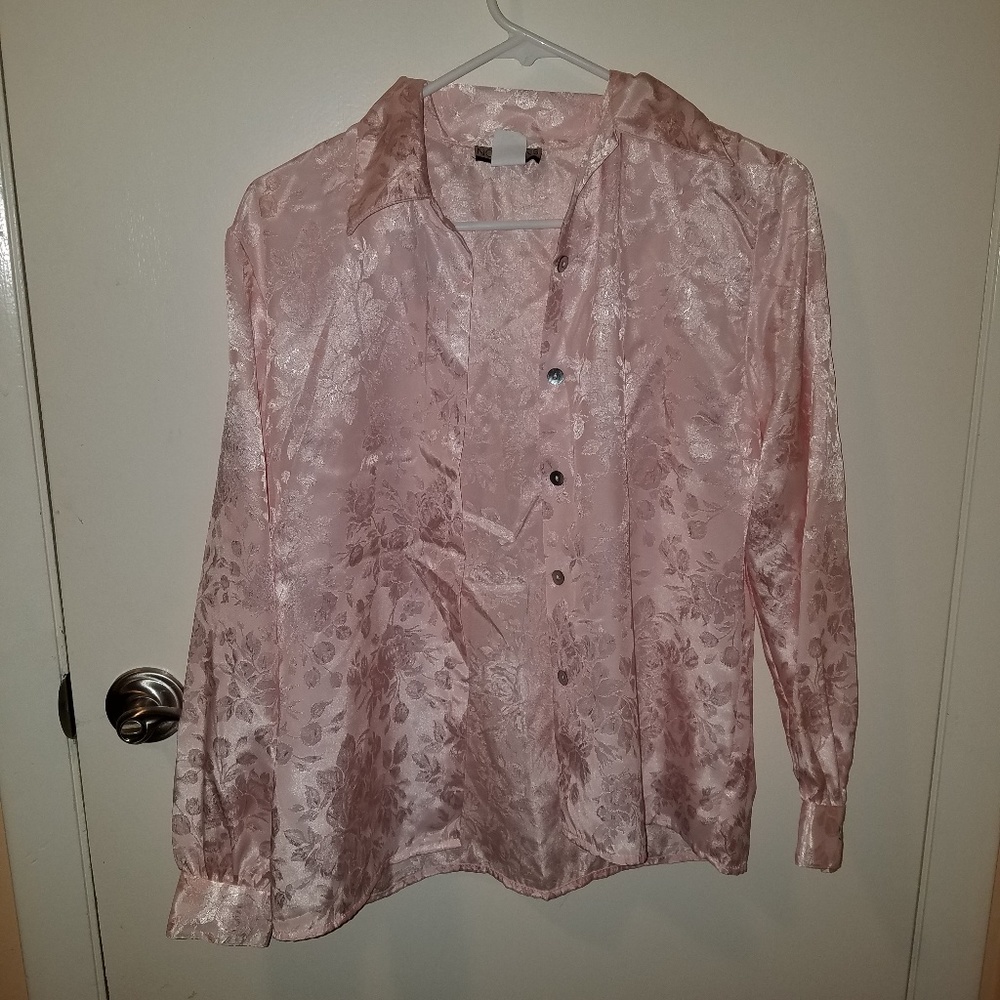 Vintage pink satin blouse